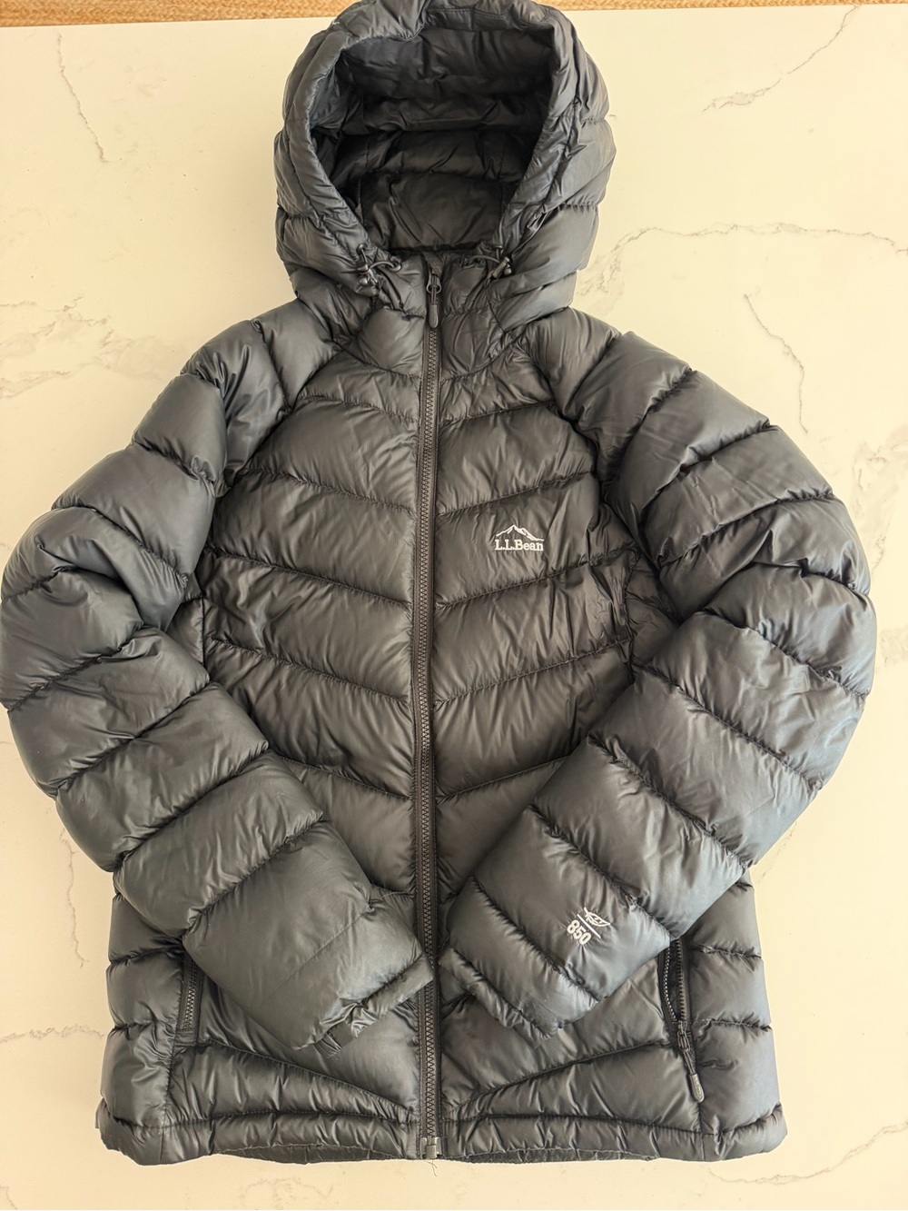 L.L. Bean Women's Charcoal Gray Hooded Down Puffer Jacket